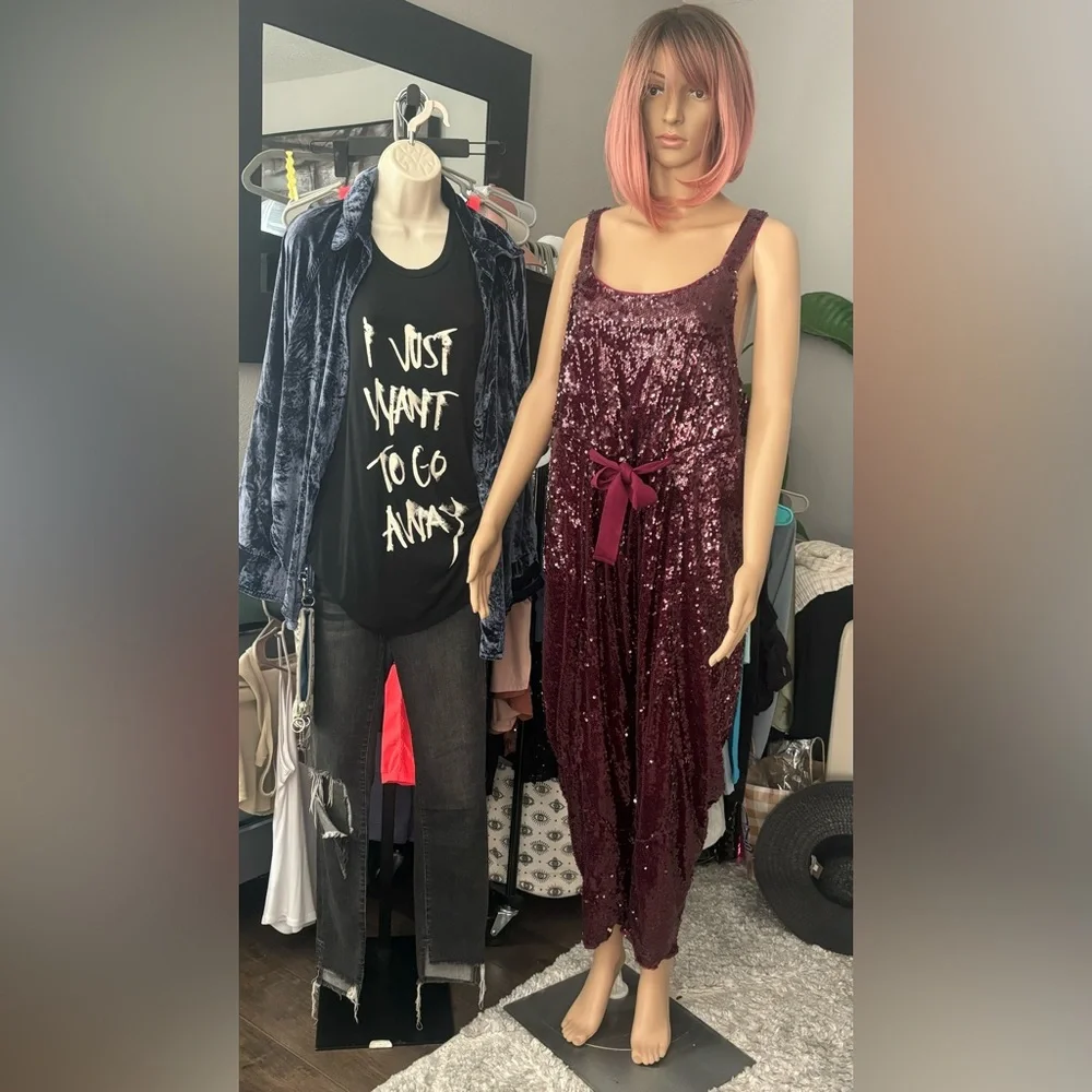 FP “Love Again” sequined harem romper, SP, NWOT - Picture 8 of 8